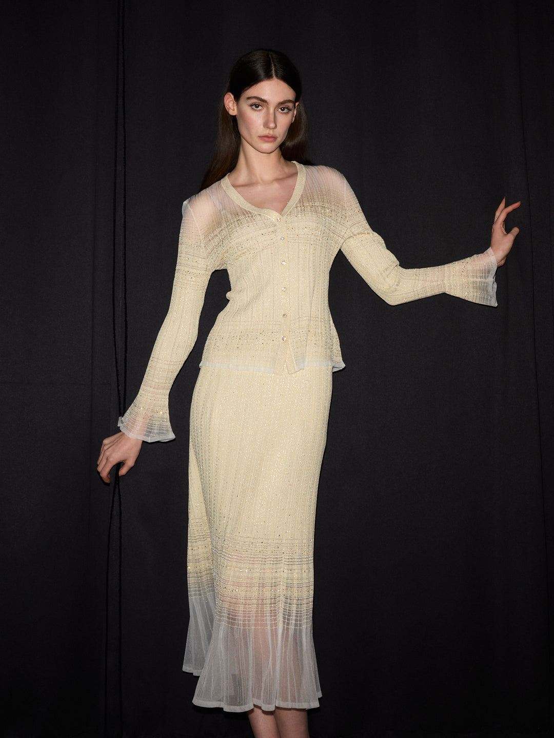 Diamond Weave Beige Knit Set