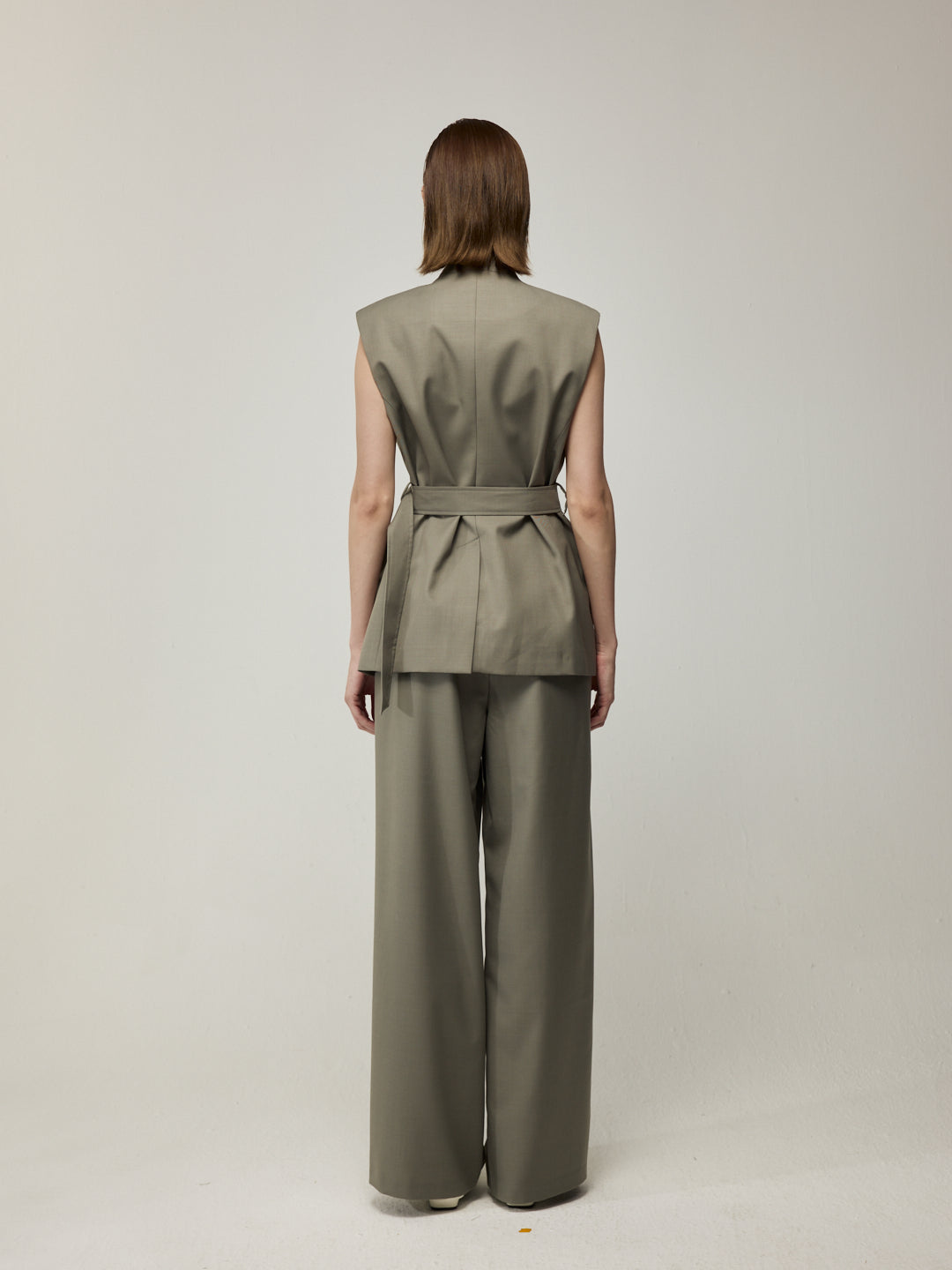 V-Neck Sleeveless Vest and High-Waisted Wide-Leg Trousers Set