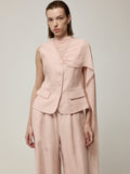 Pink Sleeveless Blouse and Trousers Set