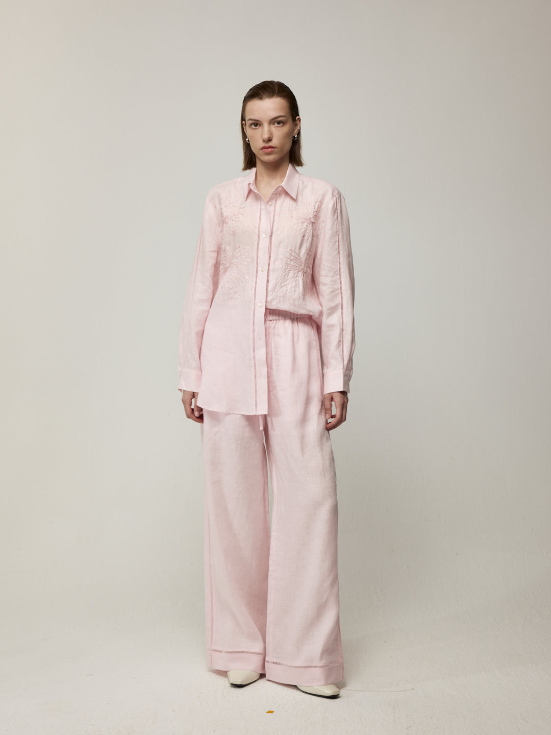 Firework Embroidered Blouse and Trousers Set