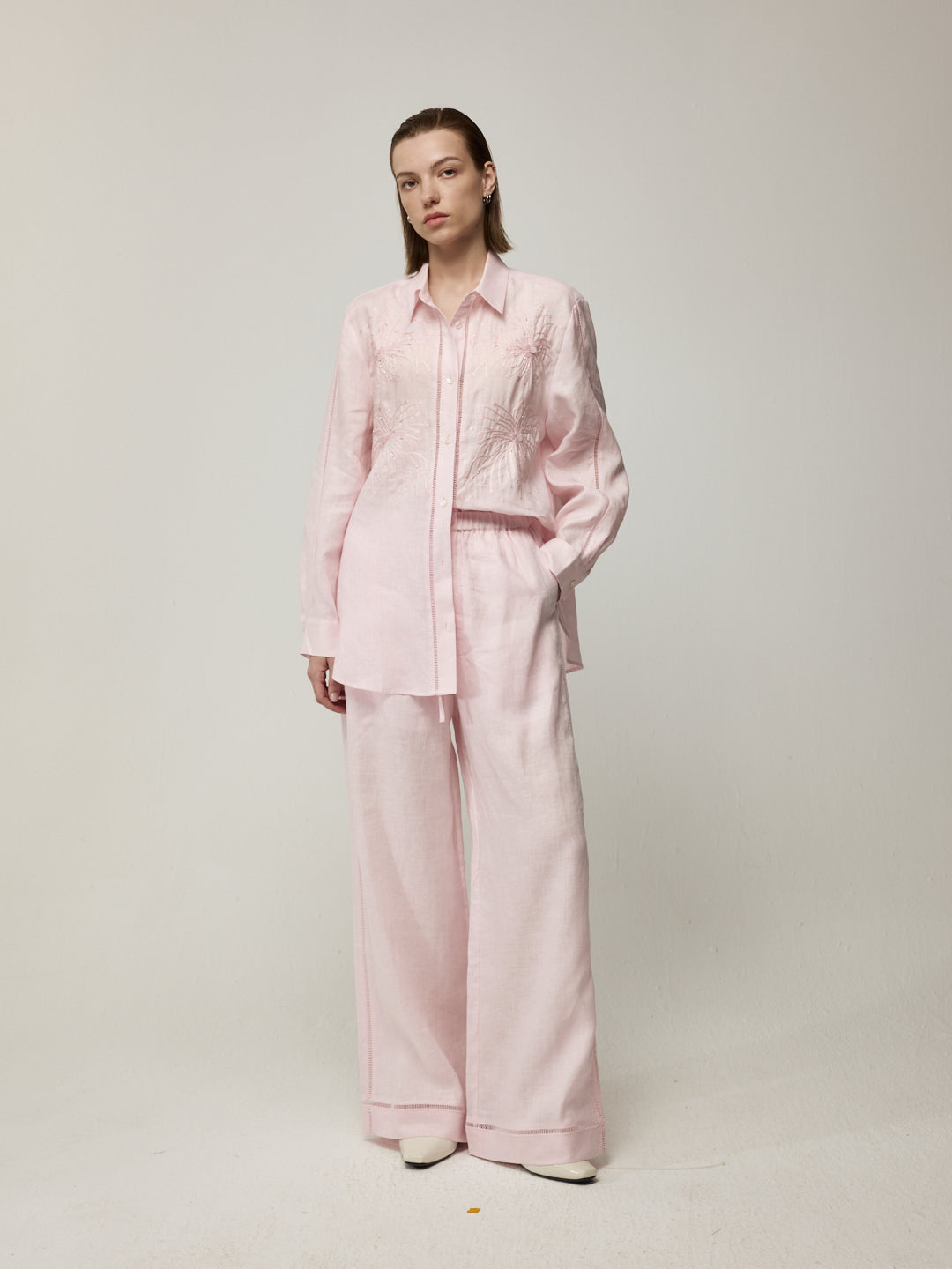 Firework Embroidered Blouse and Trousers Set