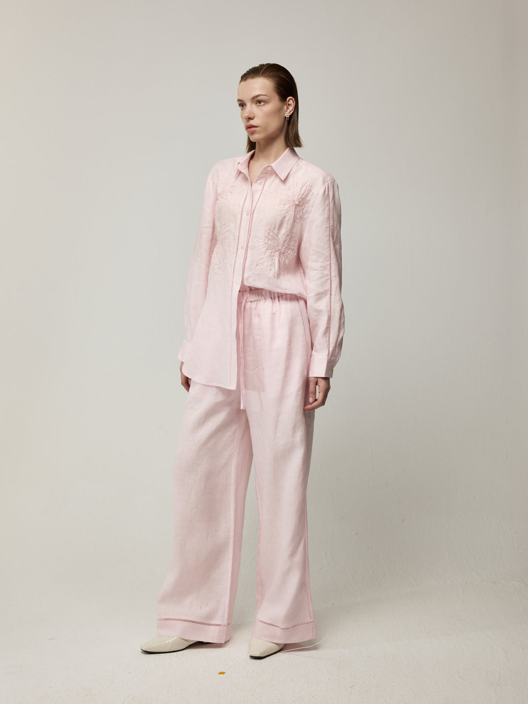 Firework Embroidered Blouse and Trousers Set