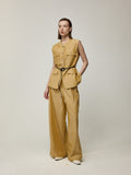 Textured Sleeveless Jacket and Trousers Set