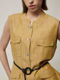 Textured Sleeveless Jacket and Trousers Set