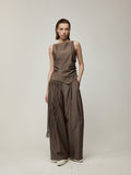 Asymmetric Top and Tassel Detail Trousers Set