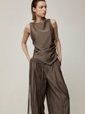 Asymmetric Top and Tassel Detail Trousers Set