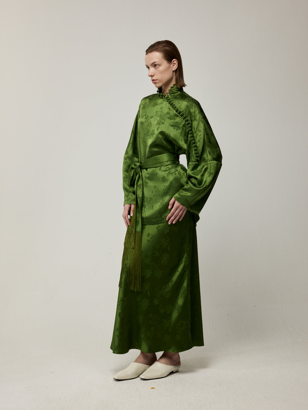Handcrafted Tassel Jacquard Set Green