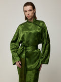 Handcrafted Tassel Jacquard Set Green