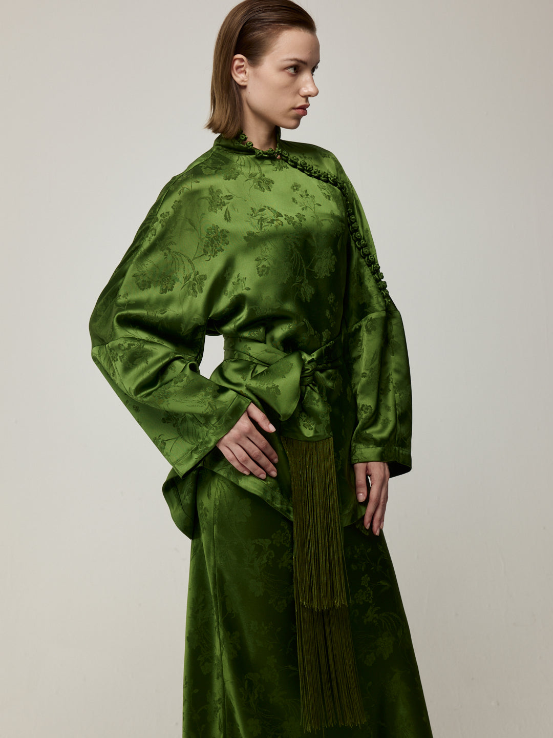 Handcrafted Tassel Jacquard Set Green
