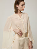 Blouse and Satin Pleated High-Waist Shorts Set