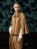 Mink fur cashmere cape khaki