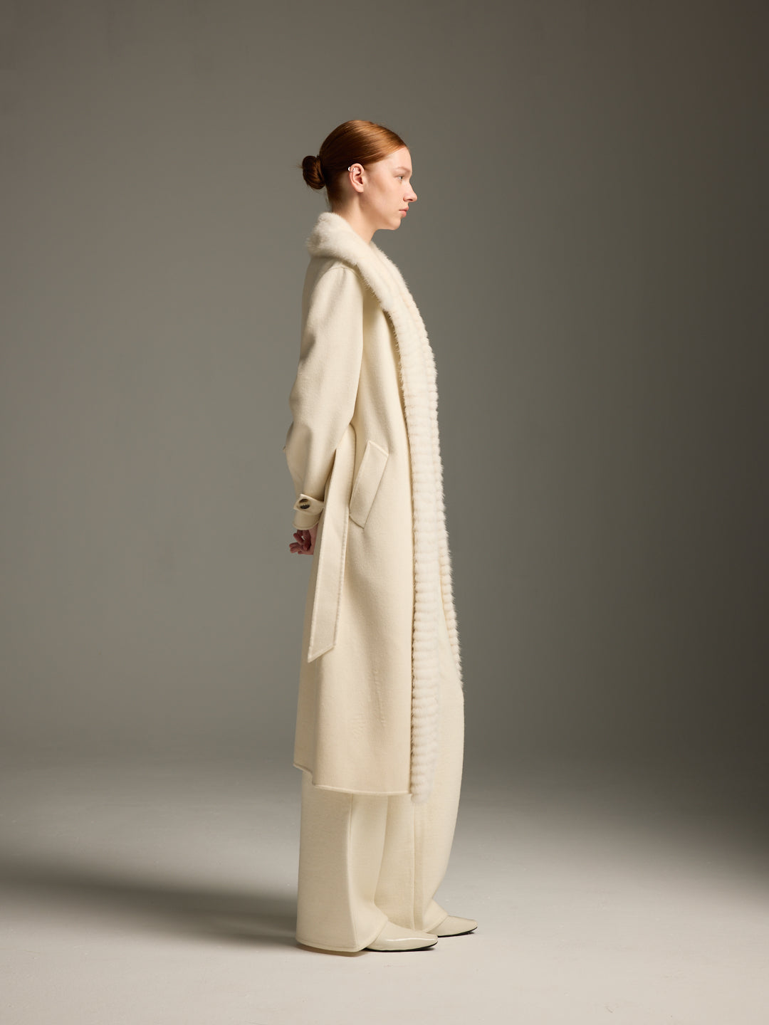 Long Cream Mink Fur Coat