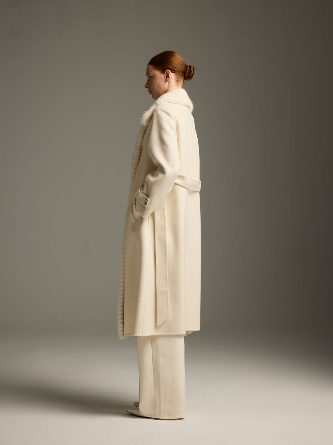Long Cream Mink Fur Coat