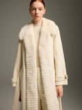 Long Cream Mink Fur Coat