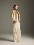 Beige Fox Wool-Cashmere Sculpted Jacket