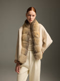 Beige Fox Wool-Cashmere Sculpted Jacket