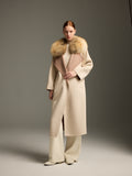 Beige Fox Fur Long Coat