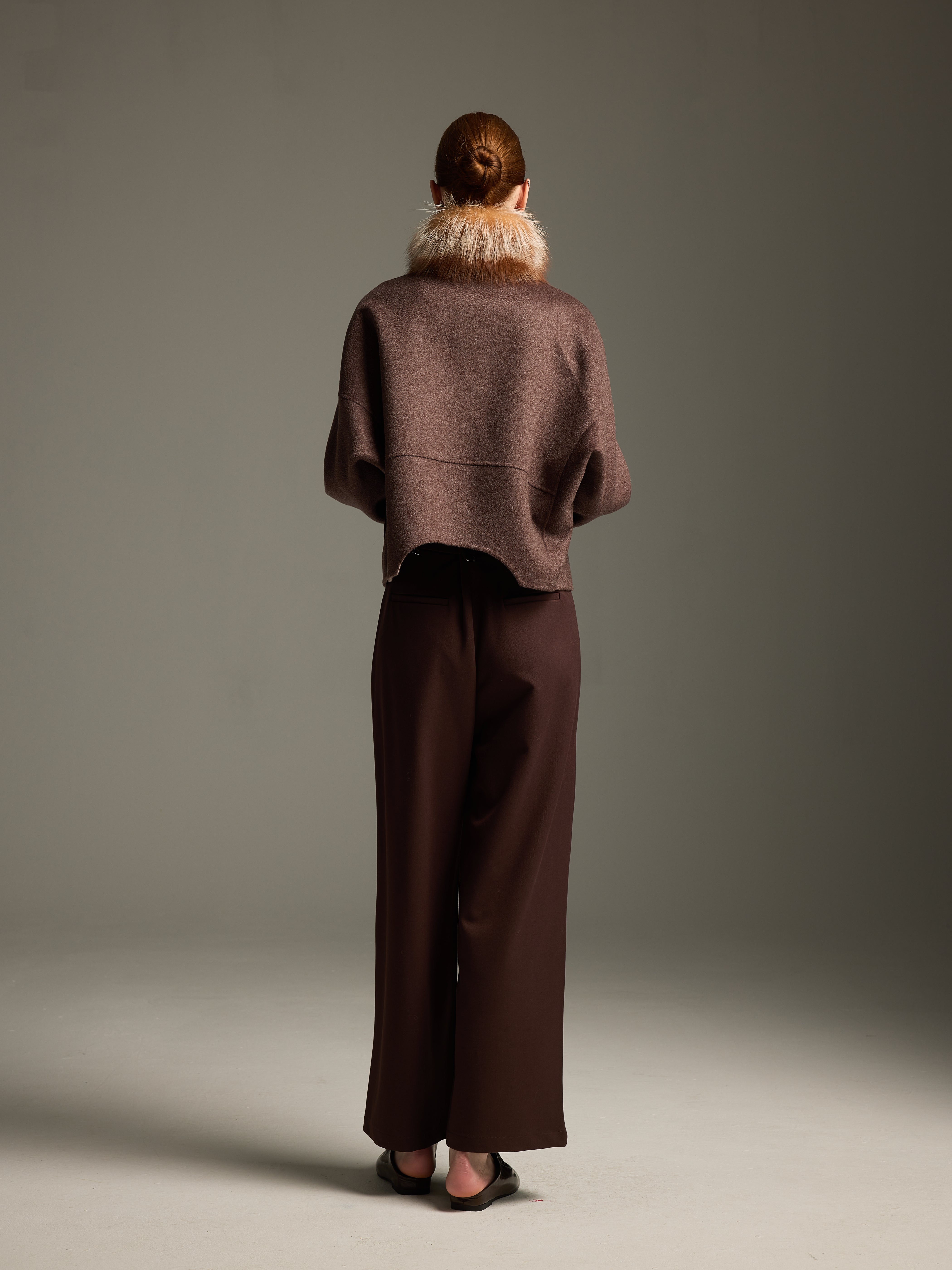 Chocolate Fox Fur Cashmere Sculpted Jacket