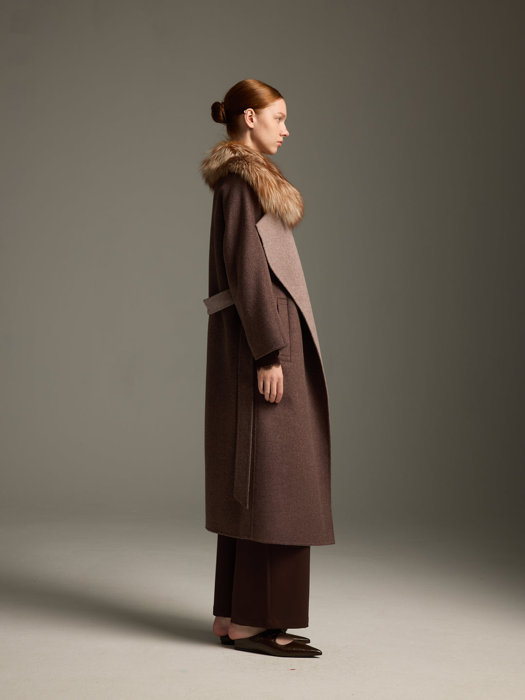 Chocolate Fox Fur Long Coat