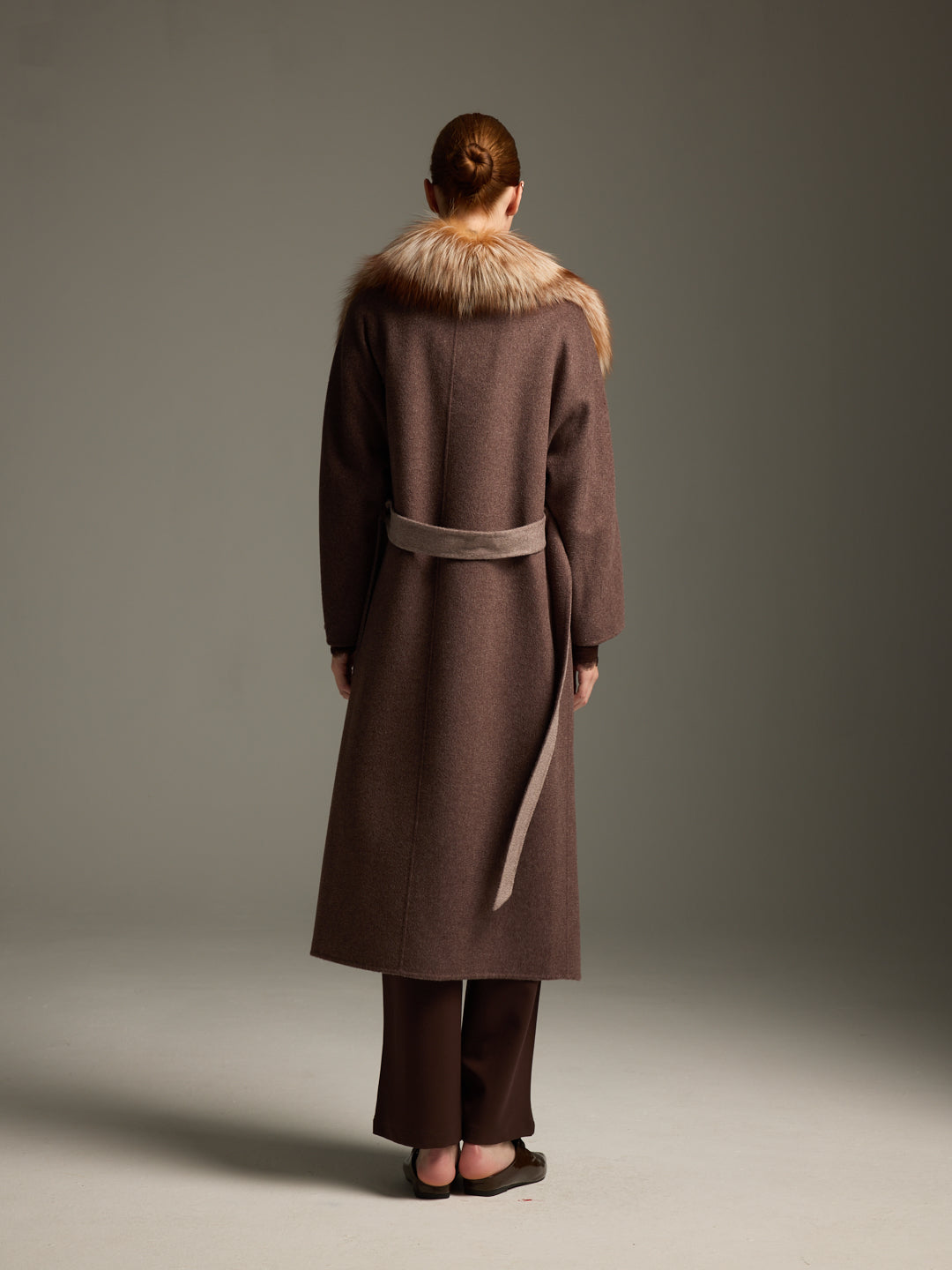 Chocolate Fox Fur Long Coat