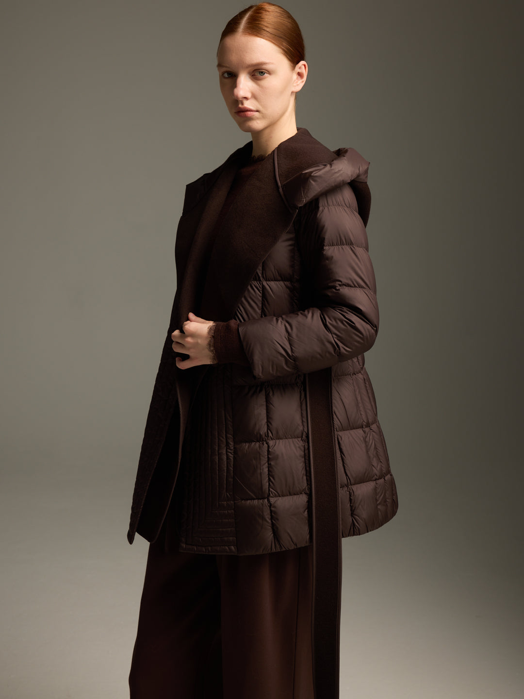 Detachable Wool Hooded Short Down Jacket