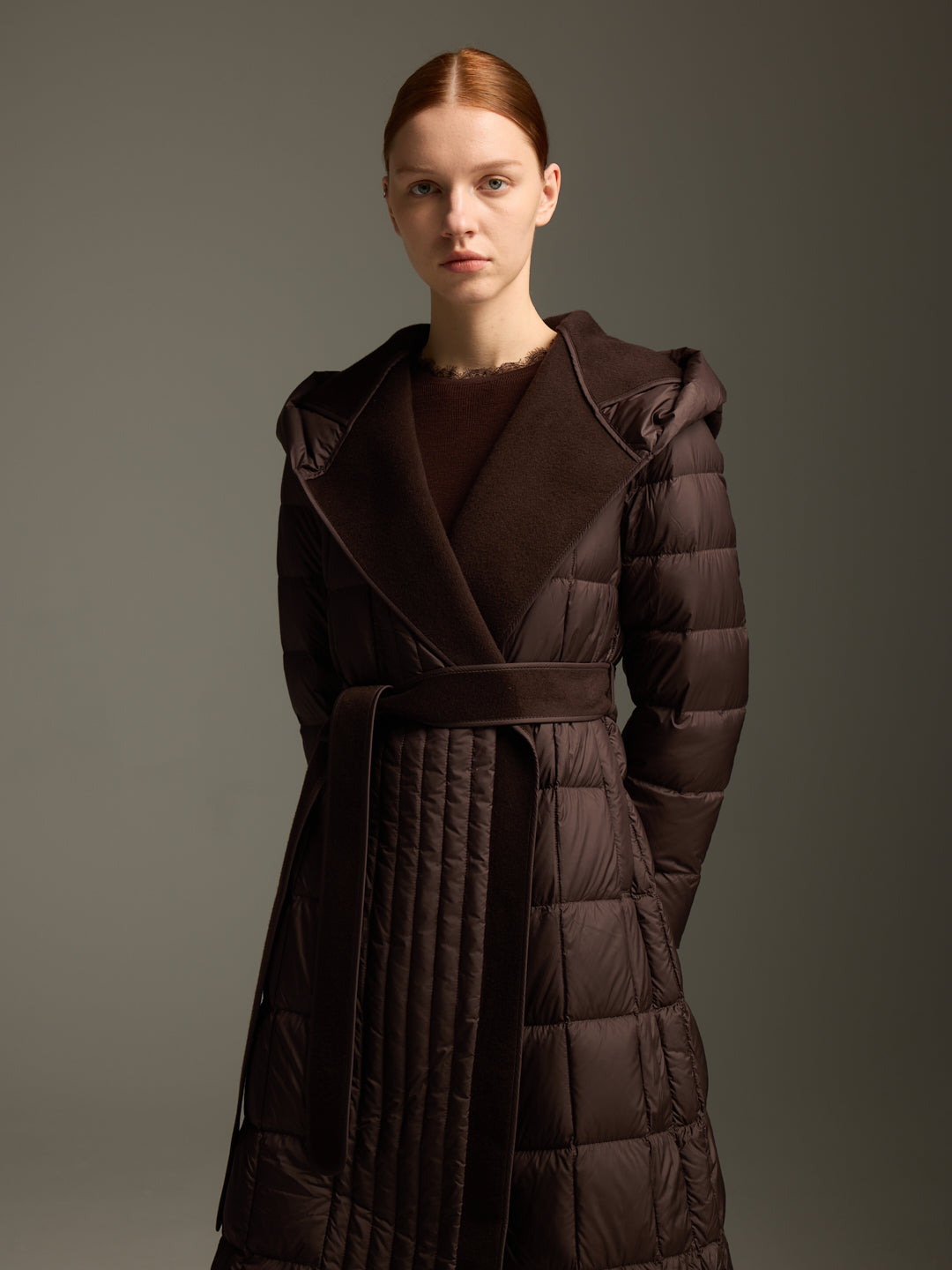 Detachable Wool Hooded Long Down Jacket