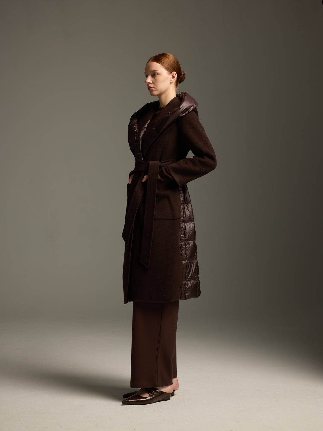 Wool Panel Down Coat