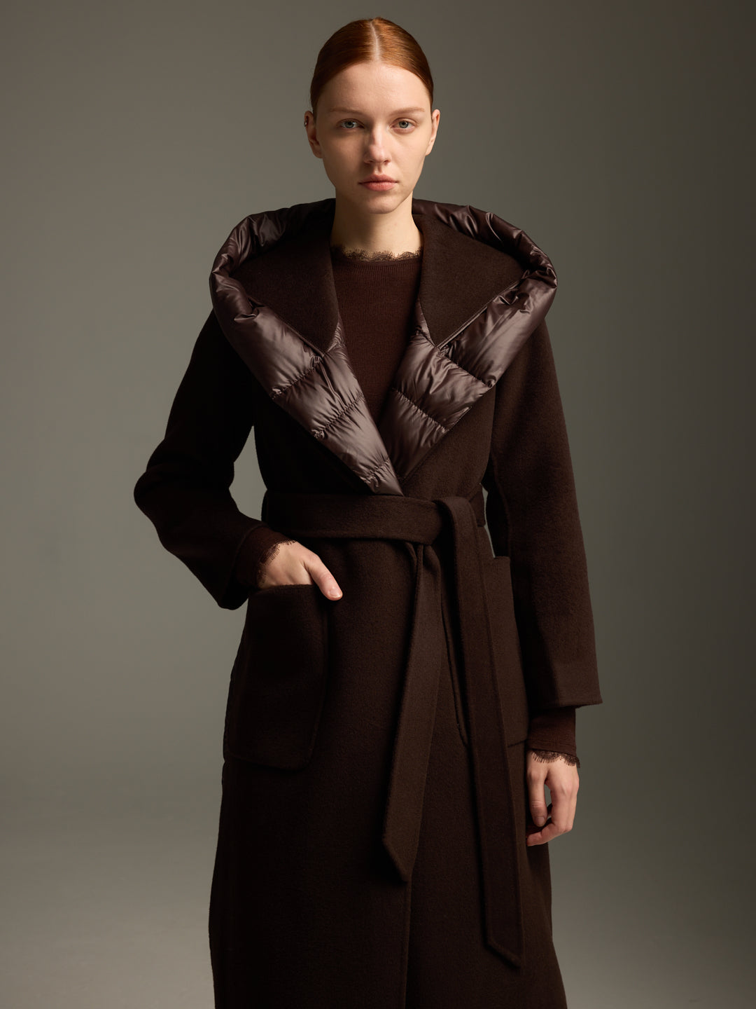 Wool Panel Down Coat