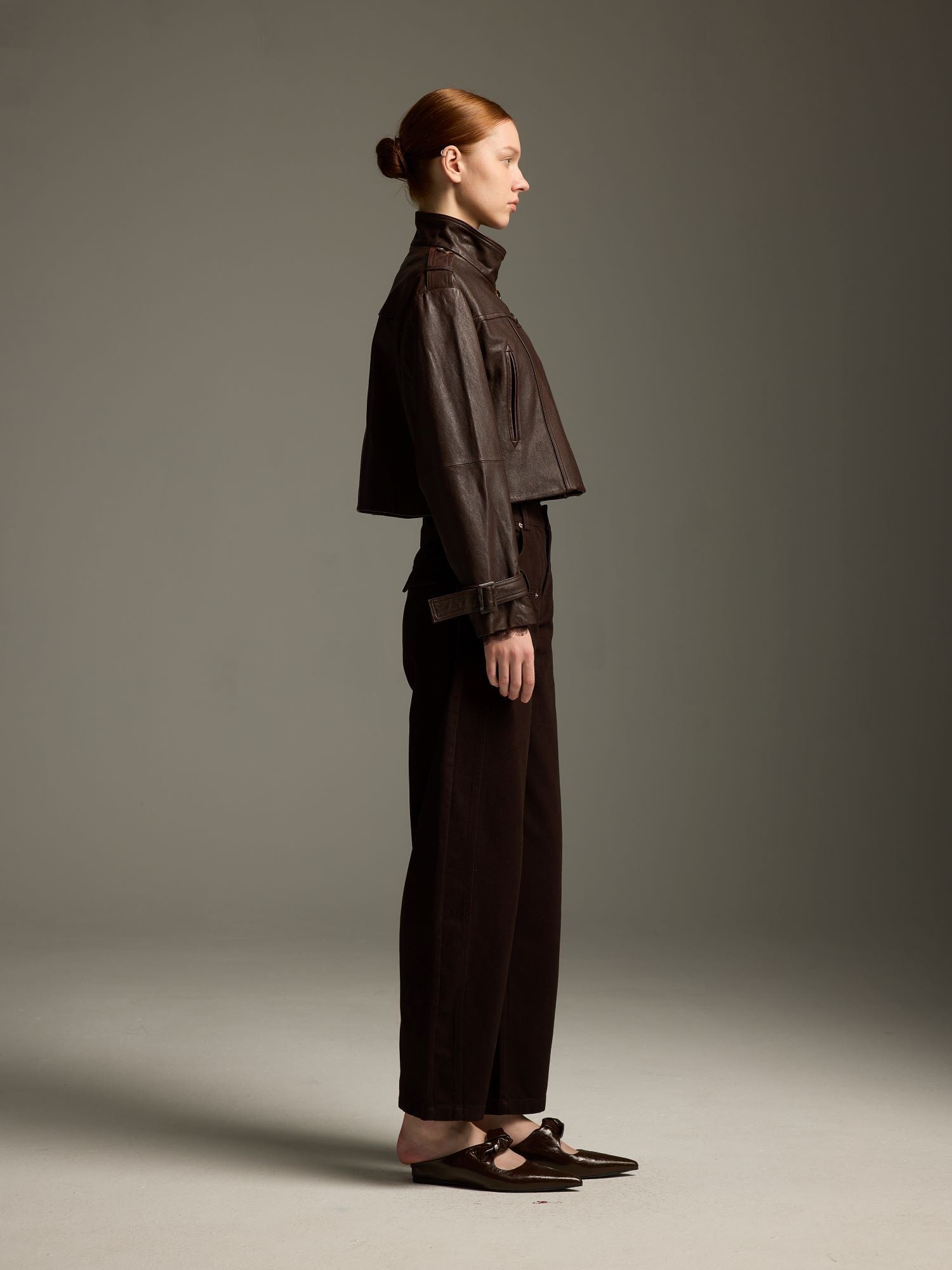 Espresso Brown Cropped Lambskin Jacket