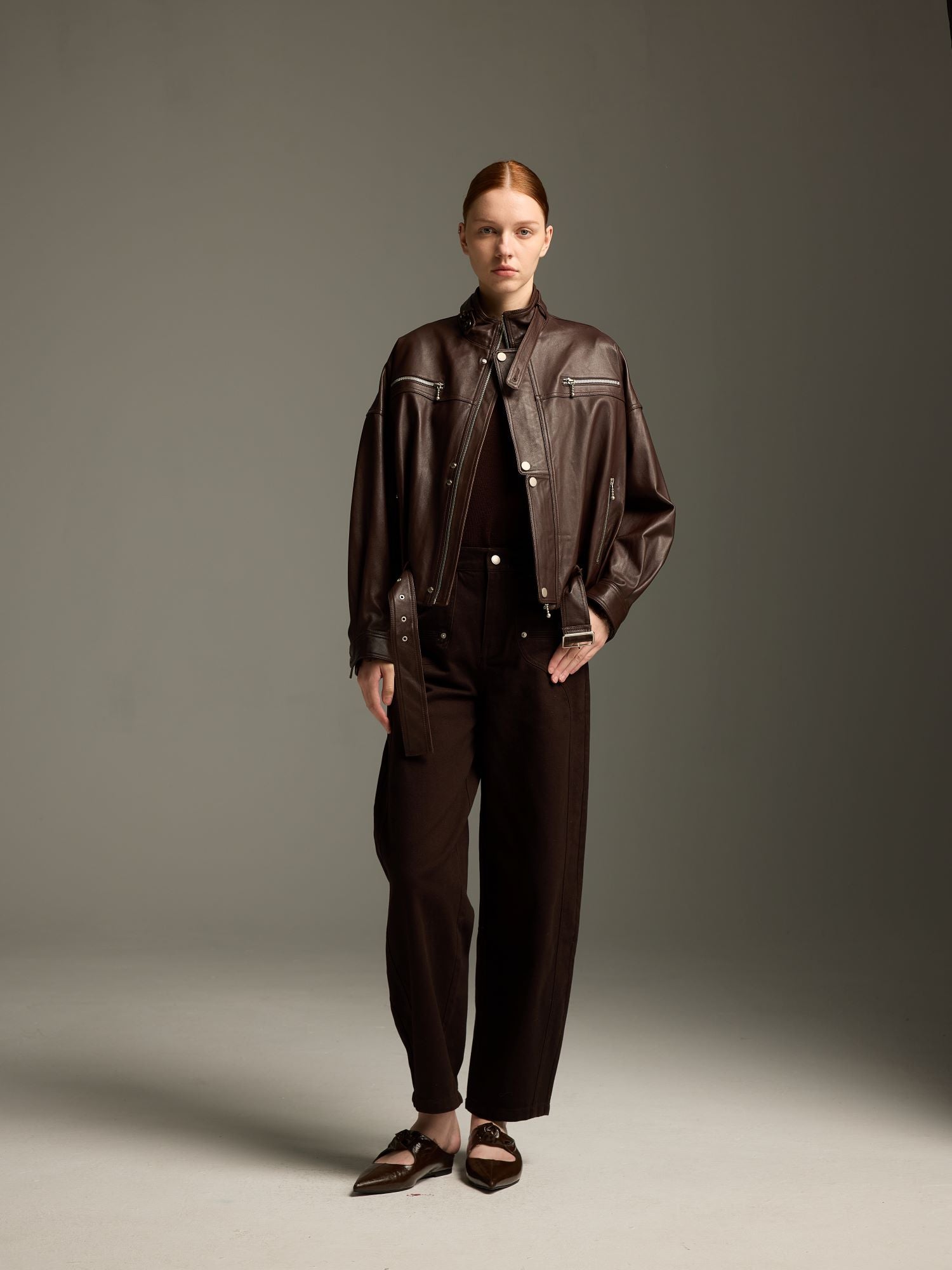 Espresso Brown Lambskin Biker Jacket