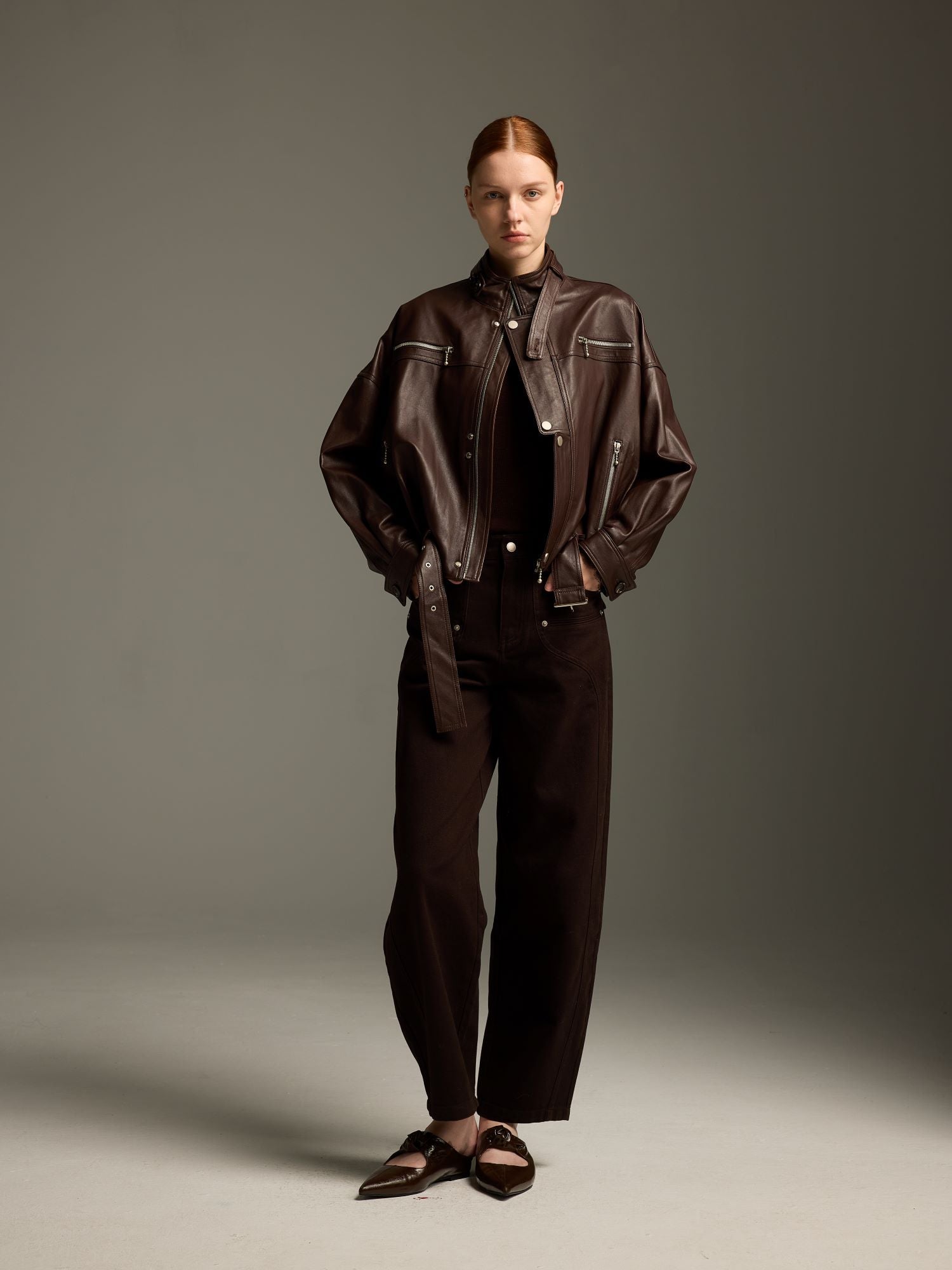 Espresso Brown Lambskin Biker Jacket