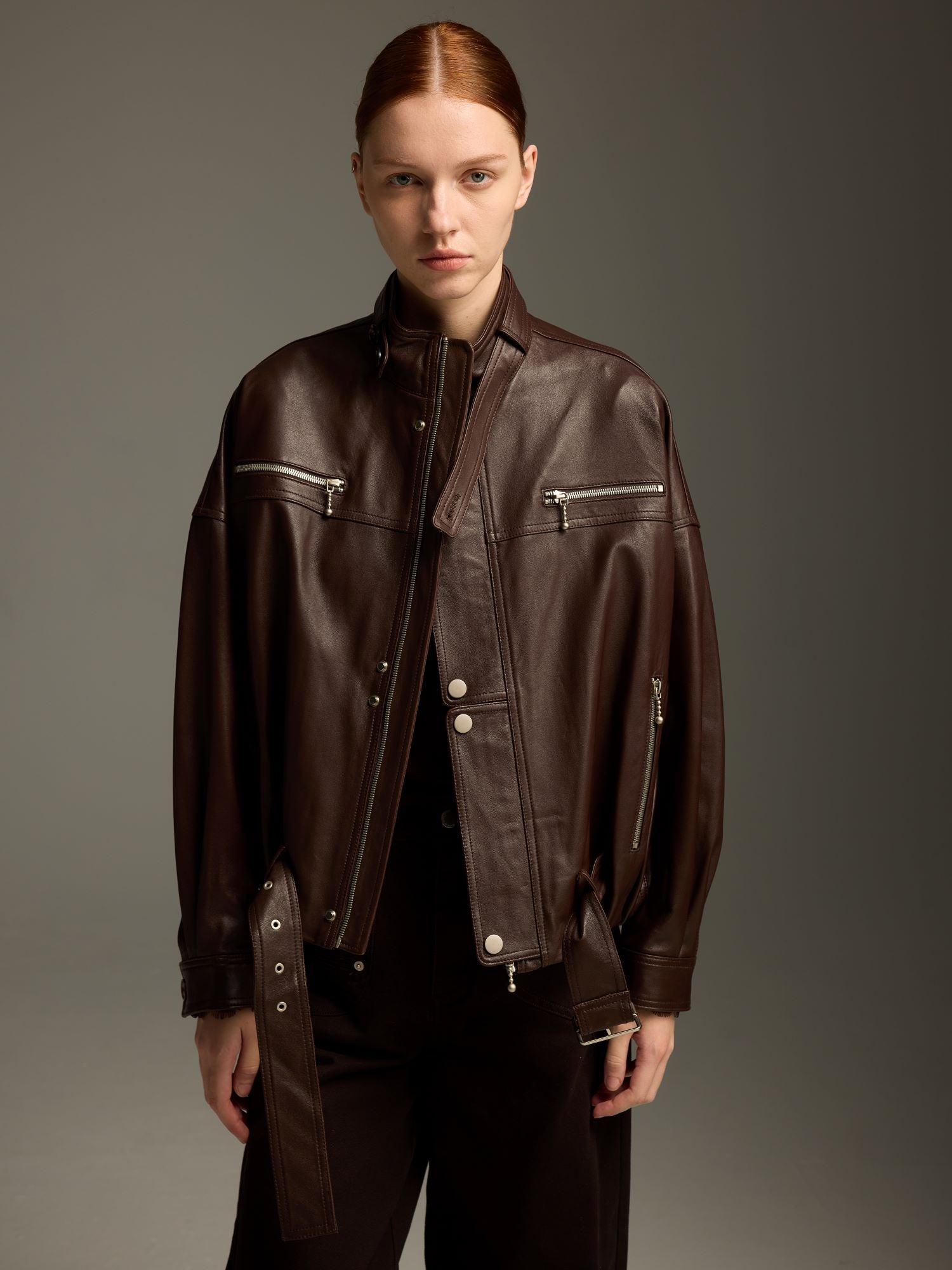 Espresso Brown Lambskin Biker Jacket