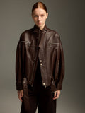 Espresso Brown Lambskin Biker Jacket