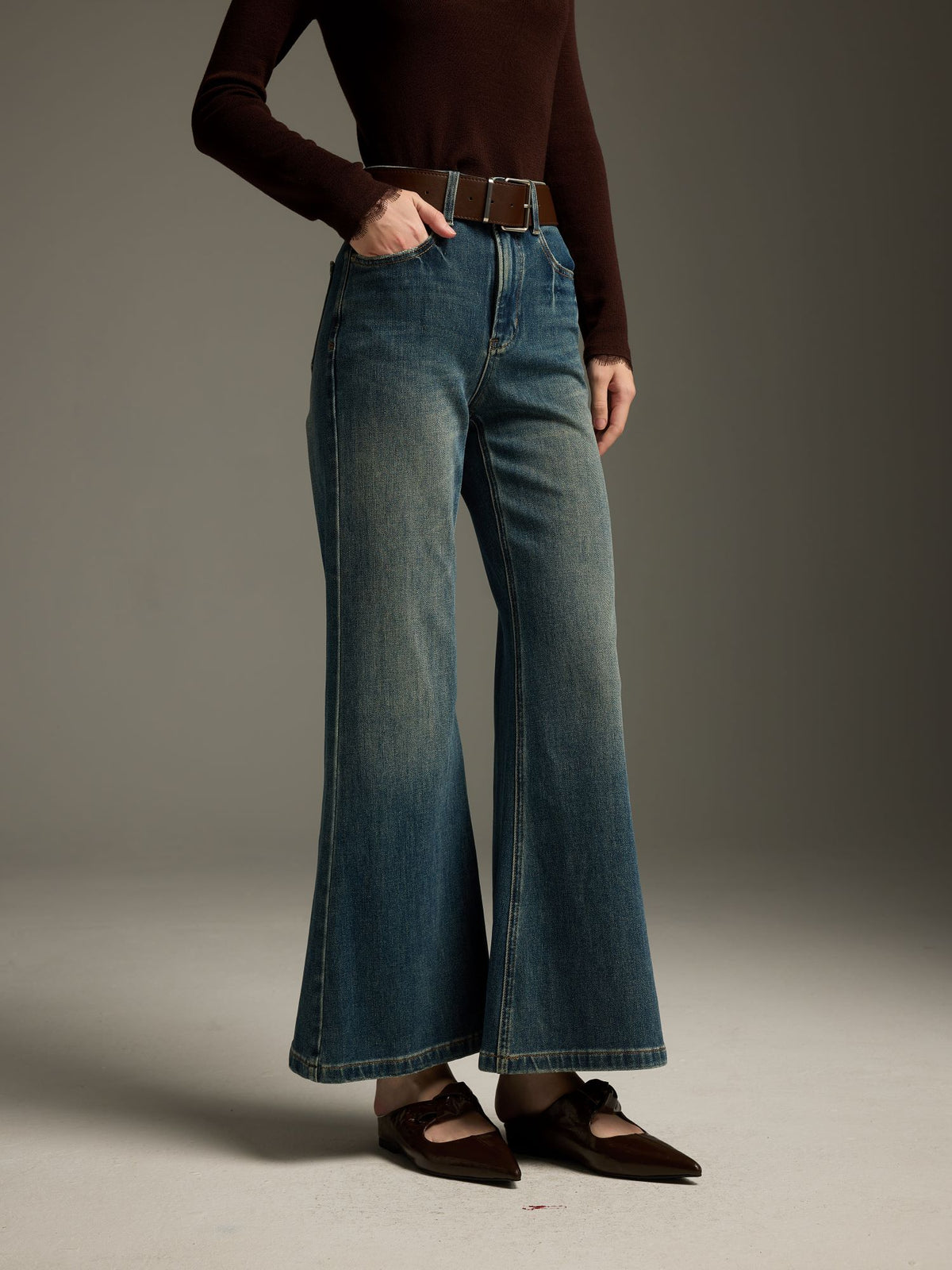 High-Waist Flared Denim Jeans
