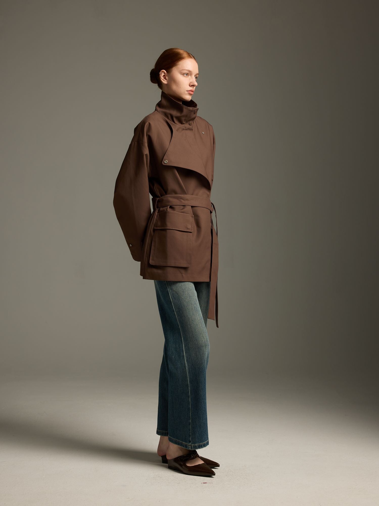 Belted High-Collar Utility Jacket