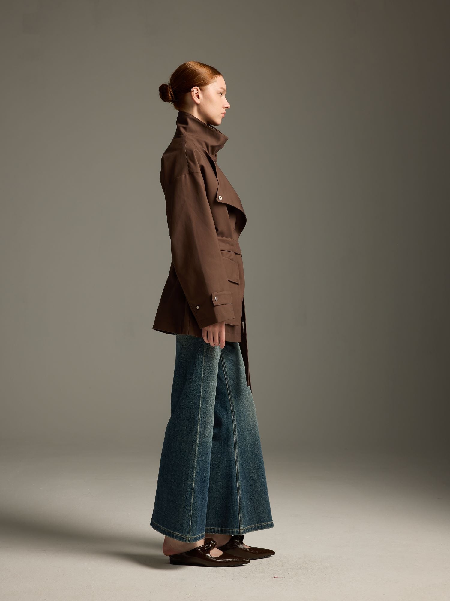 Belted High-Collar Utility Jacket