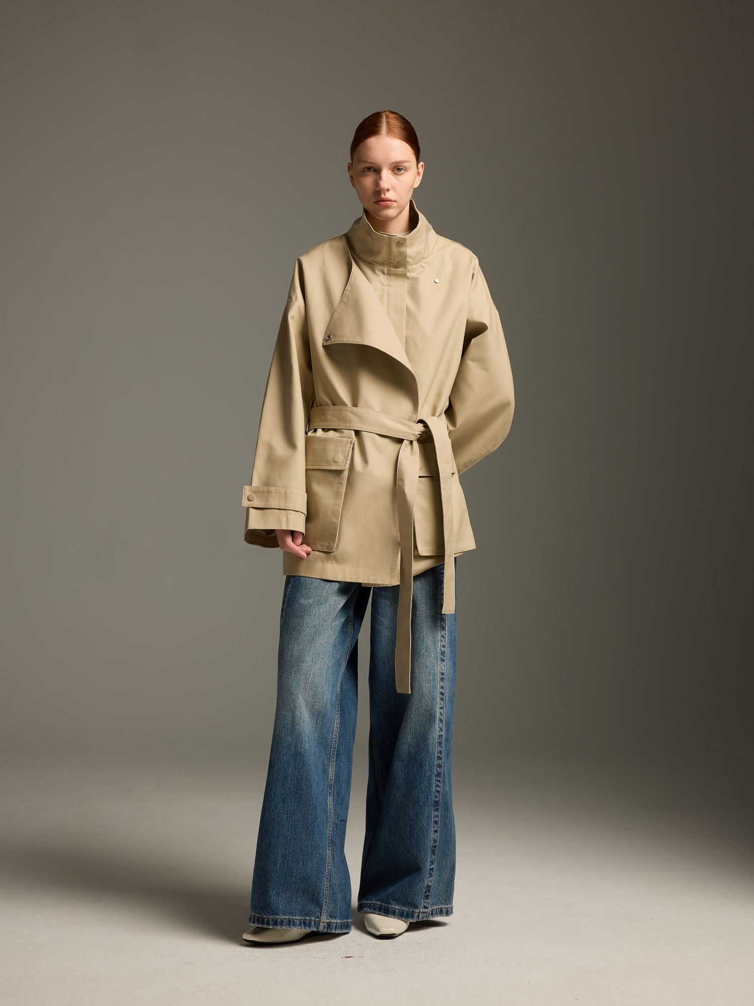 Belted High-Collar Utility Jacket