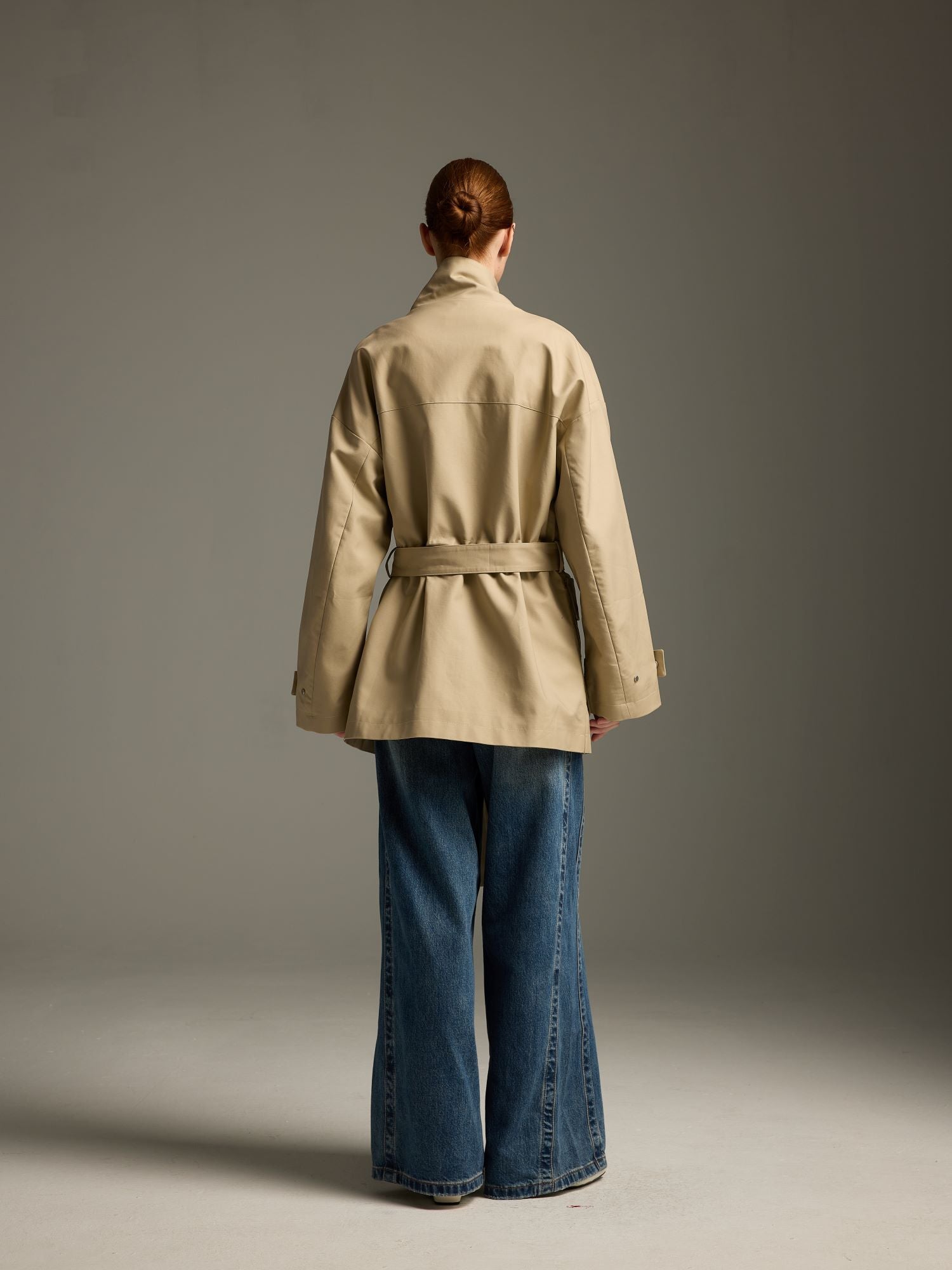 Belted High-Collar Utility Jacket