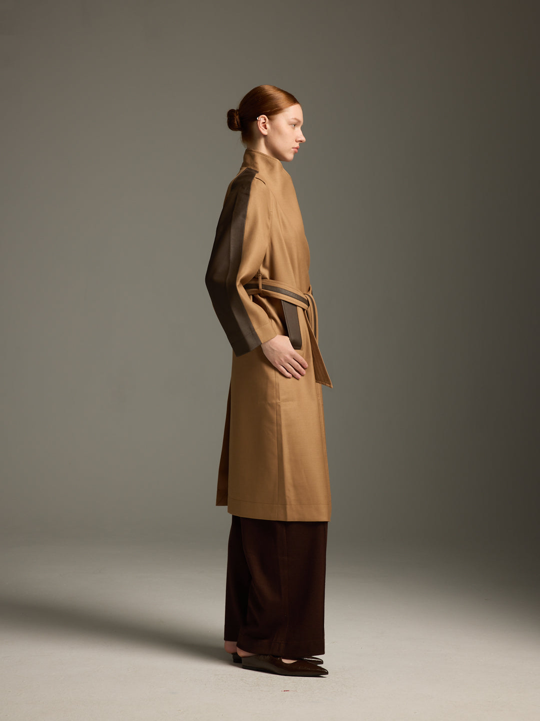 Lambskin waterproof long trench coat