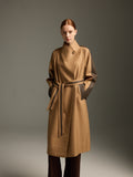 Lambskin waterproof long trench coat