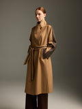 Lambskin waterproof long trench coat