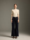 High-Waist Flared Dark Indigo Jeans