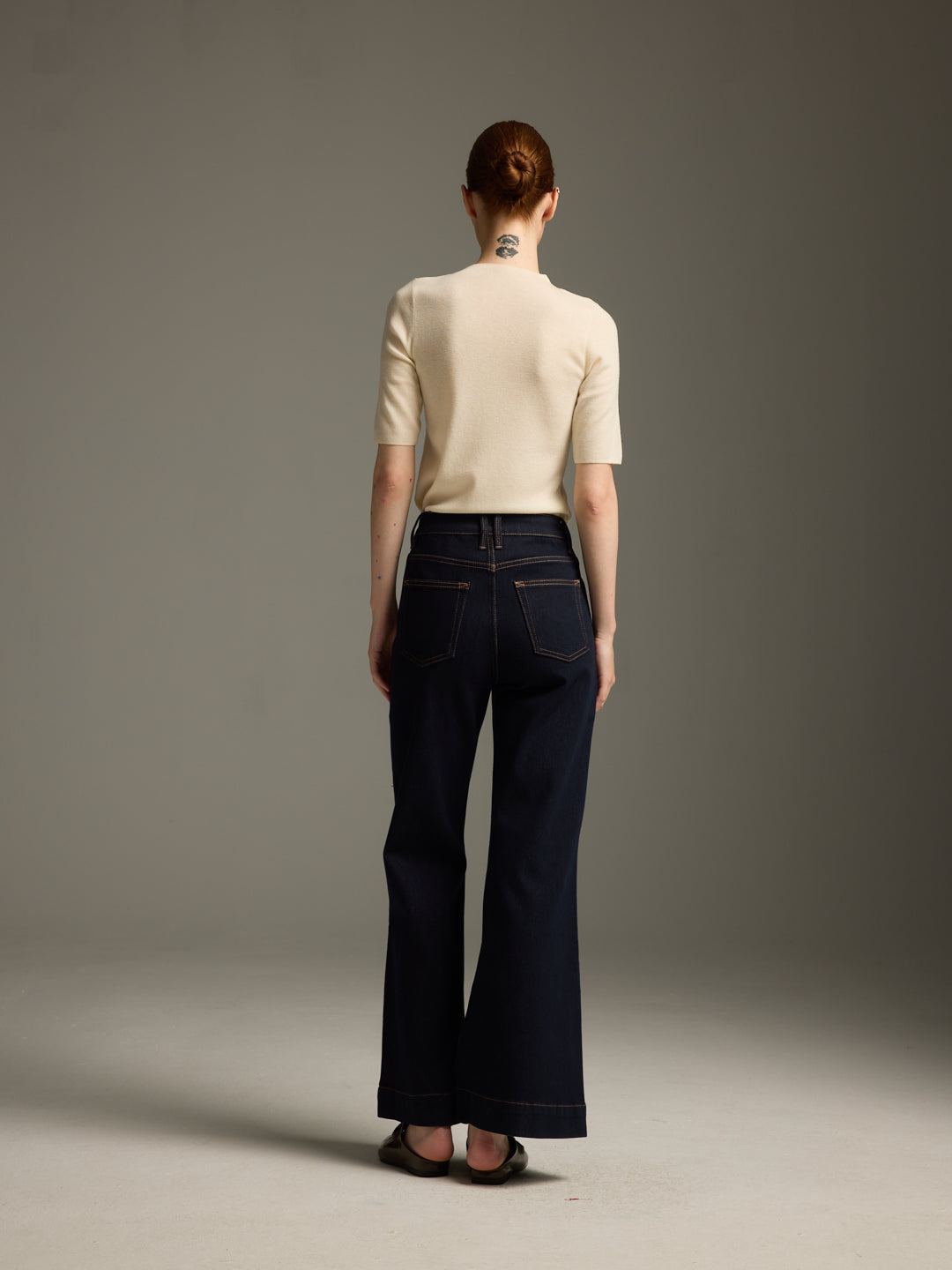 High-Waist Flared Dark Indigo Jeans