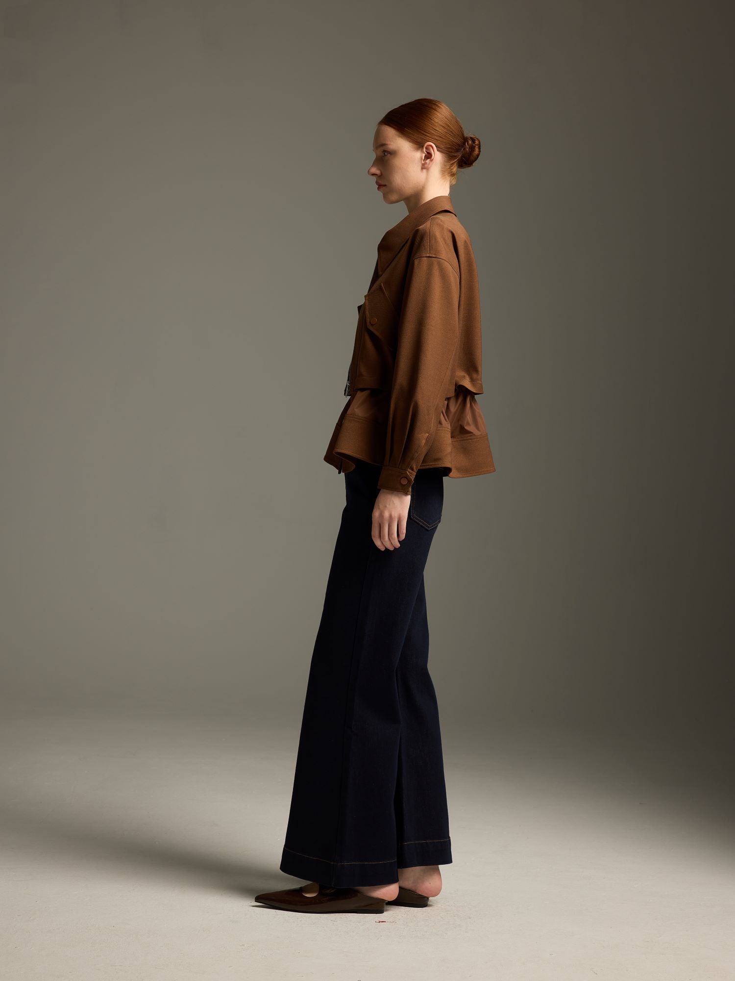 Brown Layered Wool Blend Jacket