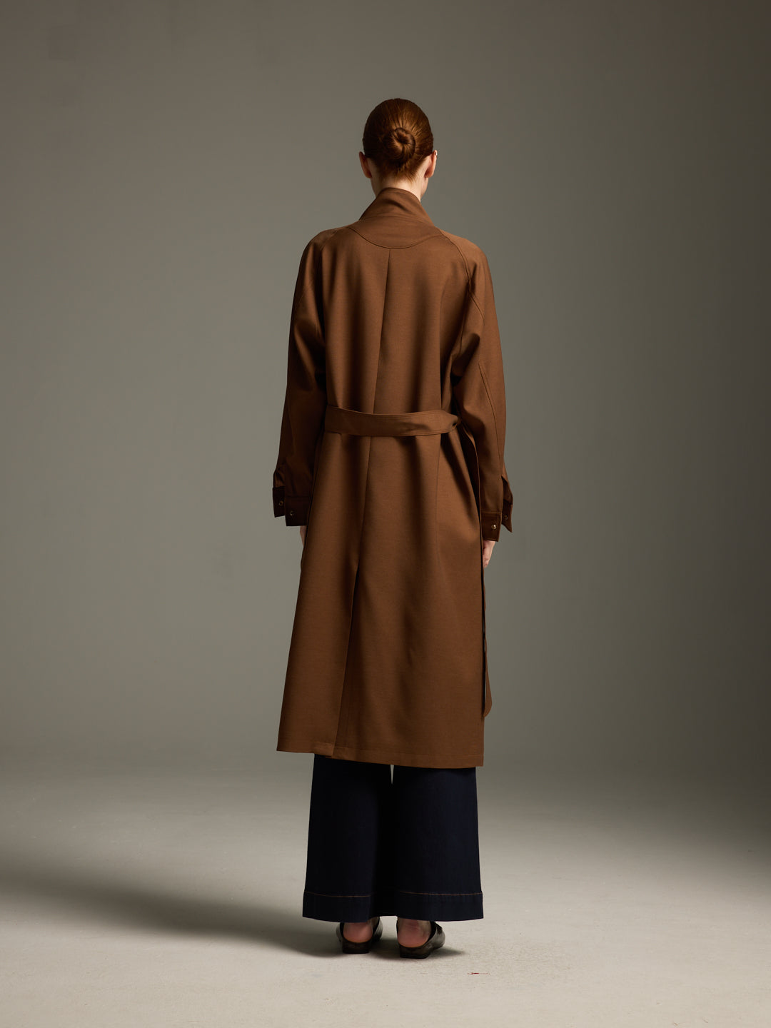 Chocolate Trench Coat with Belted Silhouette