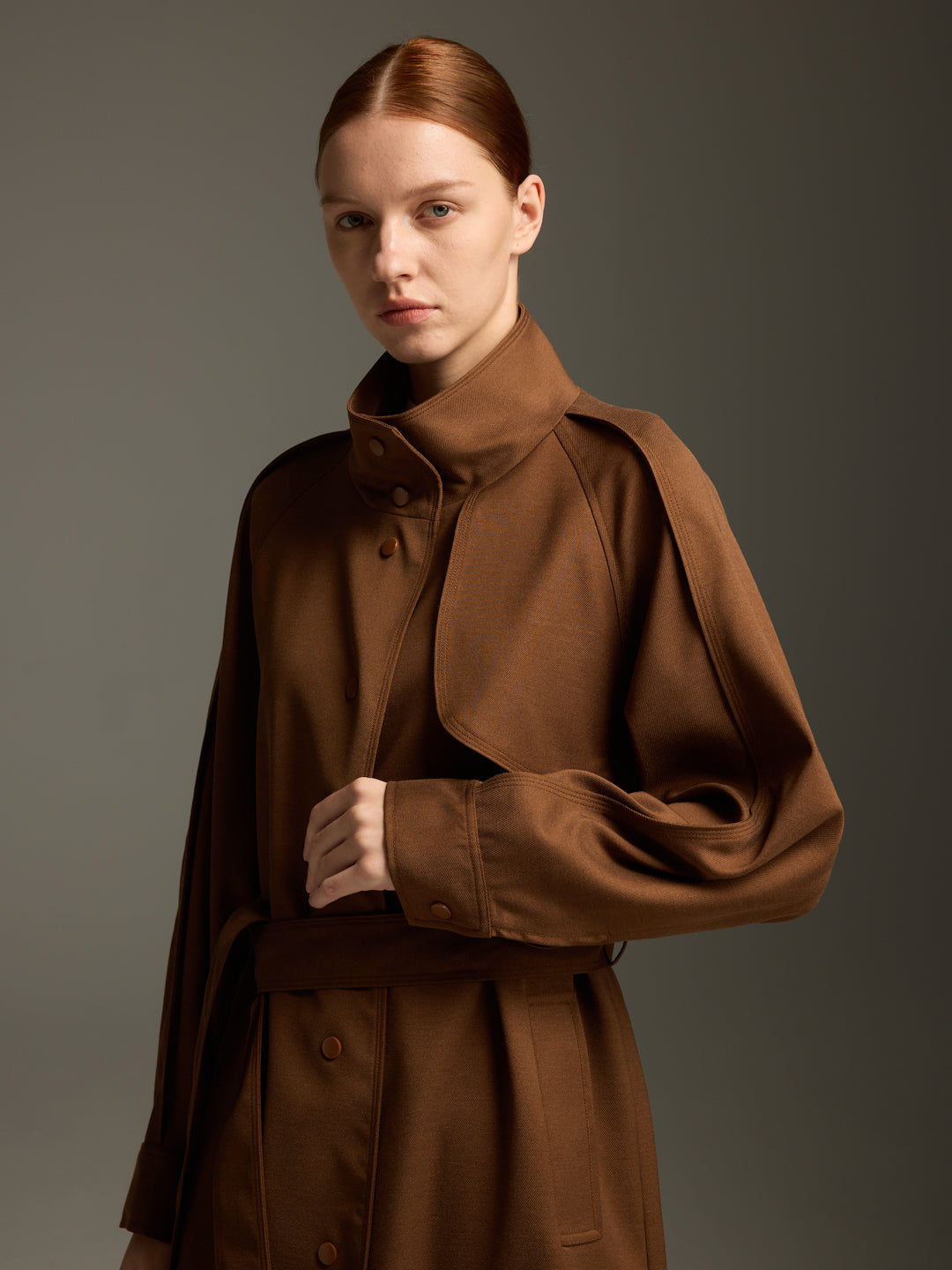 Chocolate Trench Coat with Belted Silhouette
