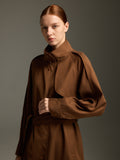 Chocolate Trench Coat with Belted Silhouette