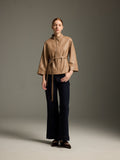 Sand Beige Lambskin Belted Jacket
