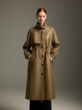 Olive Green Lambskin Trench Coat