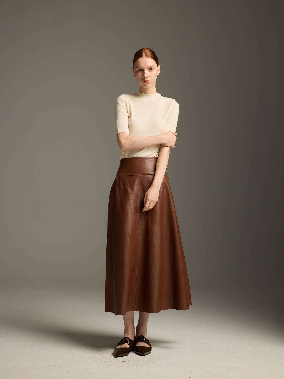 Chestnut Brown Lambskin Wrap Jacket